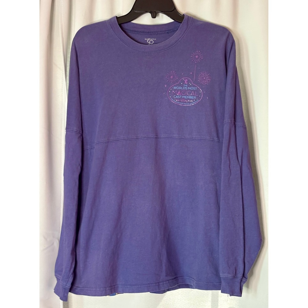 Disney World 50th Anniversary Cast Member Spirit Jersey Purple Large WDW L